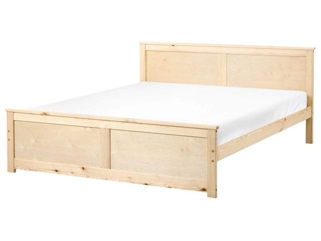 Storage Bed Natural Pine Wood MDF Birch Wood EU King Size 5ft3 Headboard Scandinavian Beliani