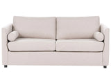 Sofa Bed Beige Fabric 2 Seater Fold Out Sofa with Mattress Living Room Beliani