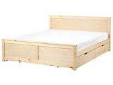 Storage Bed with 4 Drawers Natural Pine Wood MDF Birch Wood EU King Size 5ft3 Headboard Scandinavian Beliani