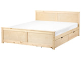 Storage Bed with 2 Drawers Natural Pine Wood MDF Birch Wood EU King Size 5ft3 Headboard Scandinavian Beliani