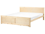 Storage Bed Natural Pine Wood MDF Birch Wood EU Super King Size 6ft Headboard Scandinavian Beliani