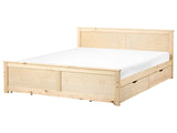 Storage Bed with 4 Drawers Natural Pine Wood MDF Birch Wood EU Super King Size 6ft Headboard Scandinavian Beliani
