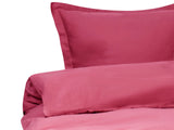 Duvet Cover and Pillowcase Set Burgundy Sateen Cotton 220 x 240 cm Modern Bedroom Beliani
