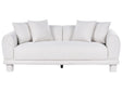3 Seater Sofa Off-White Fabric with Extra Throw Cushions Upholstered Legs Retro Modern Decor Style Beliani