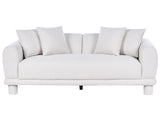 3 Seater Sofa Off-White Fabric with Extra Throw Cushions Upholstered Legs Retro Modern Decor Style Beliani