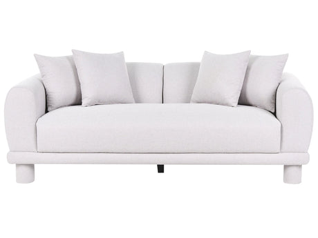 3 Seater Sofa Light Grey Fabric Eeasy Clean with Extra Throw Cushions Upholstered Legs Retro Modern Decor Style Beliani