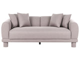 3 Seater Sofa Taupe Fabric with Extra Throw Cushions Upholstered Legs Retro Modern Decor Style Beliani