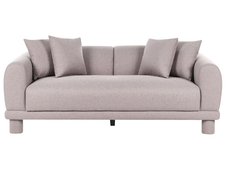 3 Seater Sofa Taupe Fabric with Extra Throw Cushions Upholstered Legs Retro Modern Decor Style Beliani