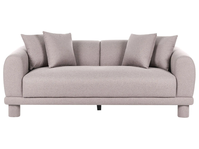 3 Seater Sofa Taupe Fabric with Extra Throw Cushions Upholstered Legs Retro Modern Decor Style Beliani