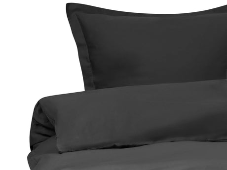 Duvet Cover and Pillowcase Set Black Sateen Cotton 150 x 200 cm Modern Bedroom Beliani