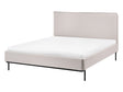 Slatted Bed Frame Light Beige Polyester Fabric Upholstered 4ft6 EU Double Size Modern Design Beliani
