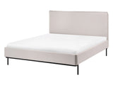 Slatted Bed Frame Light Beige Polyester Fabric Upholstered 4ft6 EU Double Size Modern Design Beliani
