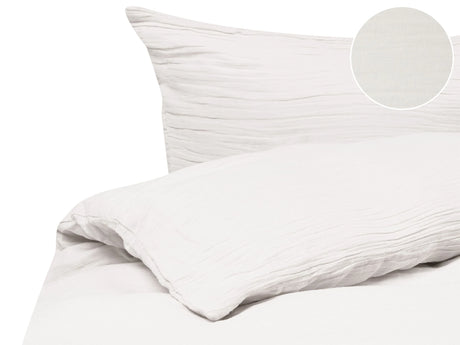Duvet Cover and Pillowcase Set Off-White Muslin Cotton 150 x 200 cm Modern Bedroom Beliani