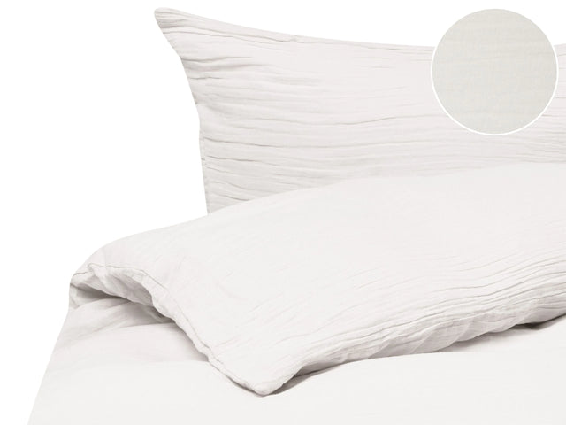Duvet Cover and Pillowcase Set Off-White Muslin Cotton 200 x 200 cm Modern Bedroom Beliani