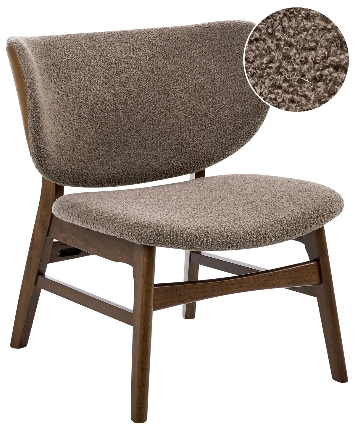 Dining Chair Dark Brown and Taupe Polyester Boucle Fabric Rubberwood Legs Retro Traditional Style Beliani