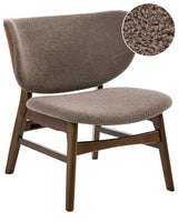 Dining Chair Dark Brown and Taupe Polyester Boucle Fabric Rubberwood Legs Retro Traditional Style Beliani