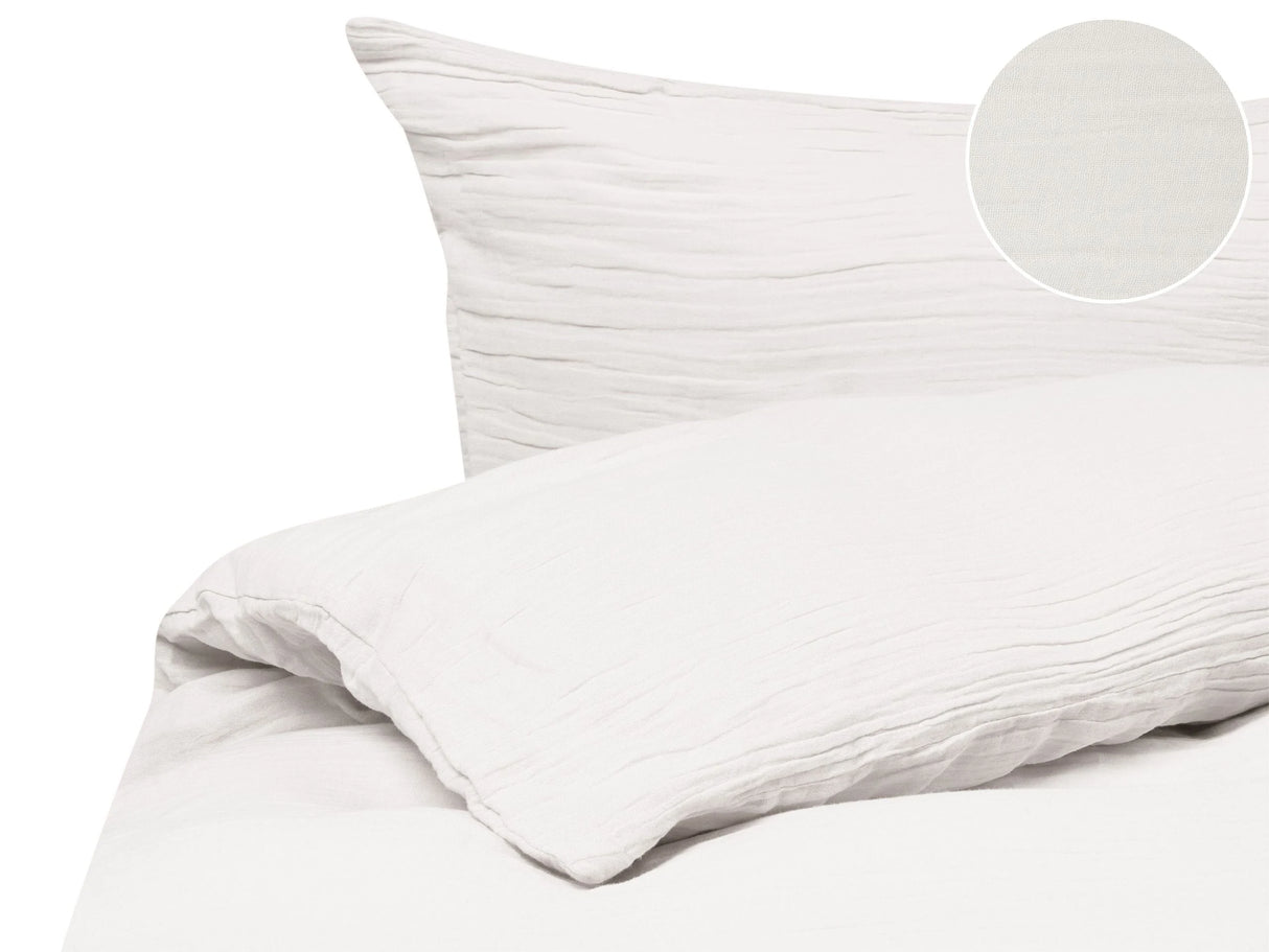 Duvet Cover and Pillowcase Set Off-White Muslin Cotton 220 x 240 cm Modern Bedroom Beliani