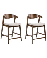 Set of 2 Bar Chairs Brown Beige Polyester Fabric Rubberwood Legs Retro Traditional Style Beliani