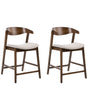 Set of 2 Bar Chairs Brown Beige Polyester Fabric Rubberwood Legs Retro Traditional Style Beliani