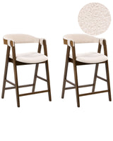 Bar Chairs Brown and Light Beige Polyester Boucle Fabric Rubberwood Legs Retro Traditional Style Beliani