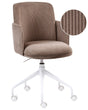 Office Chair Brown Corduroy Upholstery Swivel Side Occassional Chair Seat Height Adjustment Beliani
