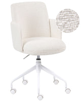 Office Chair Off-White Boucle Upholstery Swivel Side Occassional Chair Seat Height Adjustment Beliani