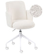 Office Chair Off-White Boucle Upholstery Swivel Side Occassional Chair Seat Height Adjustment Beliani