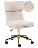 Office Chair Light Beige Boucle Fabric Upholstery Armeless Design Full Swivel Seat Height Adjustment Beliani