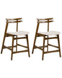 Set of 2 Bar Chairs Brown and Off-White Rubberwood Frame Fabric Seat Armless Retro Design Beliani