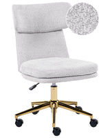 Office Chair Light Grey Boucle Fabric Upholstery Armeless Design Full Swivel Seat Height Adjustment Beliani
