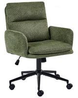 Office Chair Green Fabric Upholstery Swivel Side Occassional Chair Seat Height Adjustment Beliani