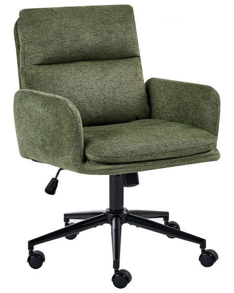 Office Chair Green Fabric Upholstery Swivel Side Occassional Chair Seat Height Adjustment Beliani