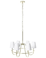 6-Light Pendant Chandelier Gold Metal Base Fabric Shades Traditional Style Living Room Dining Room Beliani
