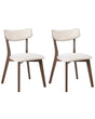 Set of 2 Dining Chairs Brown and Off-White Rubberwood Frame Fabric Seat Armless Retro Design Beliani