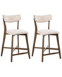 Set of 2 Bar Chairs Brown and Off-White Rubberwood Frame Fabric Seat Armless Retro Design Beliani