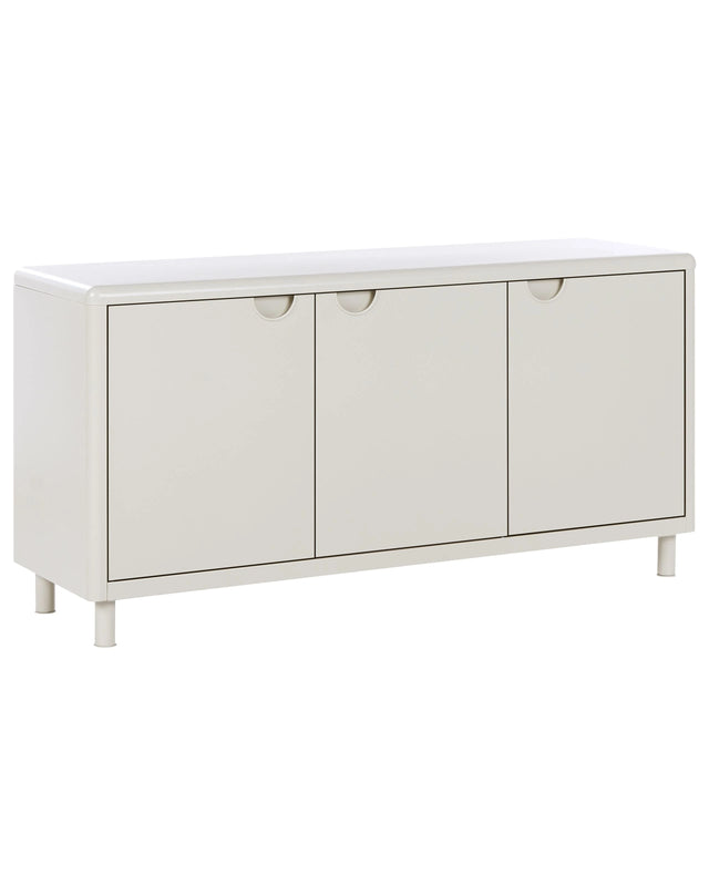 Storage Cabinet Beige Steel with 4 Shelves and 3 Doors Home Office Modern Style Beliani