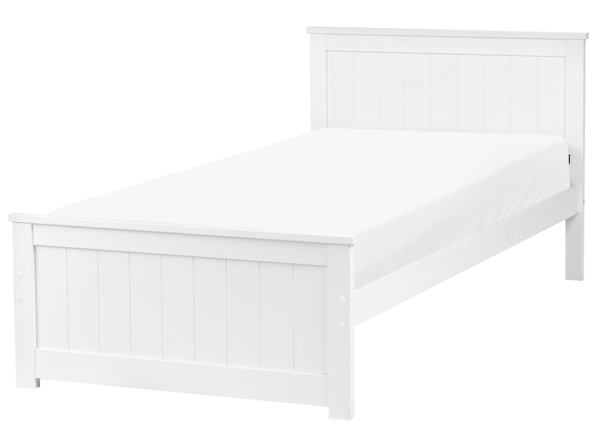 Bed Frame White Pine Wood MDF EU Single Size 3ft Headboard Minimalist Beliani