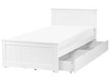 Bed Frame White Pine Wood MDF EU Single Size 3ft Headboard with Drawers Minimalist Beliani