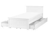 Bed Frame White Pine Wood MDF EU Single Size 3ft Headboard with Drawers Minimalist Beliani
