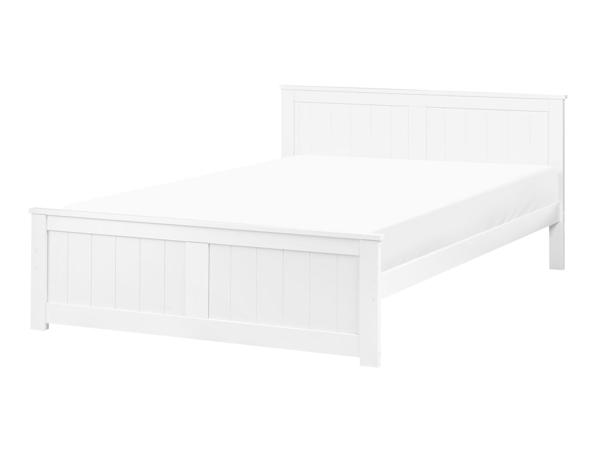 Bed Frame White Pine Wood MDF EU Small Double Size 4ft Headboard Minimalist Beliani