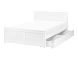 Bed Frame White Pine Wood MDF EU Small Double Size 4ft with Drawers Headboard Minimalist Beliani