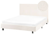 Slatted Bed Frame Off-White Boucle Fabric Upholstered EU Small Double Size 4ft Modern Design Beliani
