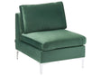 1-Seat Section Green Velvet Sofa Module Silver Metal Legs Glamour Style Beliani