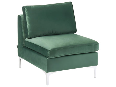 1-Seat Section Green Velvet Sofa Module Silver Metal Legs Glamour Style Beliani