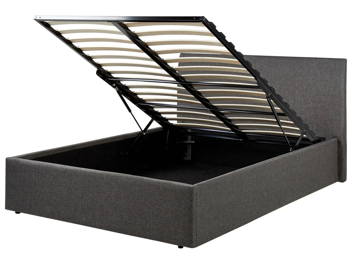 Bed Frame Grey EU Small Double Size 4ft Lift Up Storage with Headboard Beliani