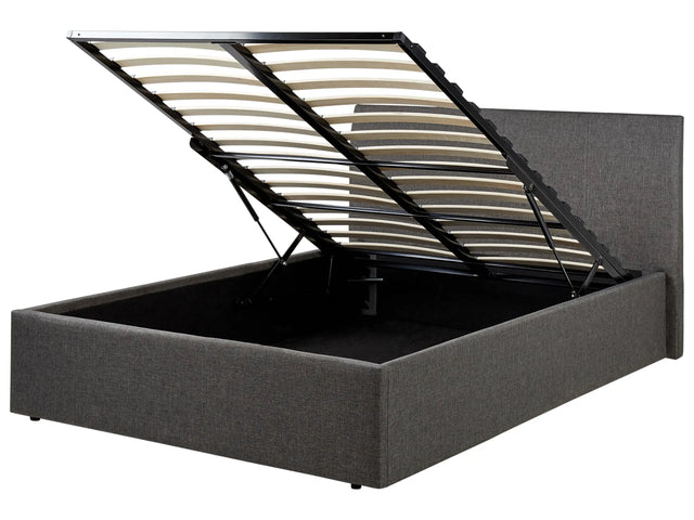 Bed Frame Grey EU Small Double Size 4ft Lift Up Storage with Headboard Beliani