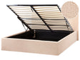 Bed Frame Beige Boucle Upholstery EU Small Double Size 4ft Lift Up Storage with Headboard Beliani
