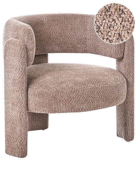 Armchair Taupe  Polyester Chenille Upholstery Modern Comfy Seat Curved Backrest Scandinavian Beliani