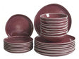 Set of 24 Pieces Burgundy Stoneware Kaolin Handmade Reactive Glaze Finish Service for 8 People Kitchen Dining Room Beliani