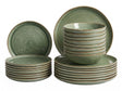 Set of 24 Pieces Green Stoneware Kaolin Handmade Reactive Glaze Finish Service for 8 People Kitchen Dining Room Beliani